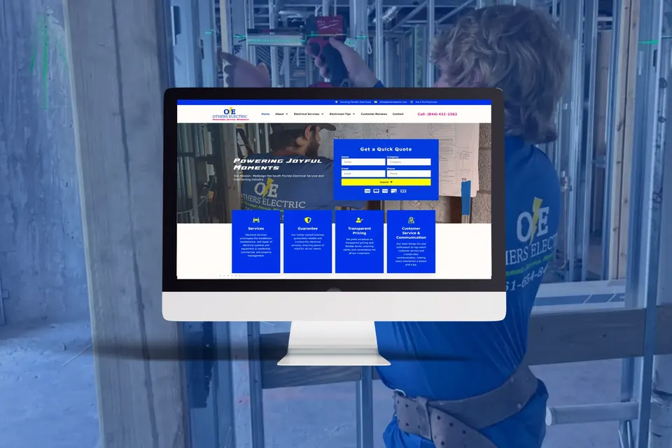 Electrician company website design mockup