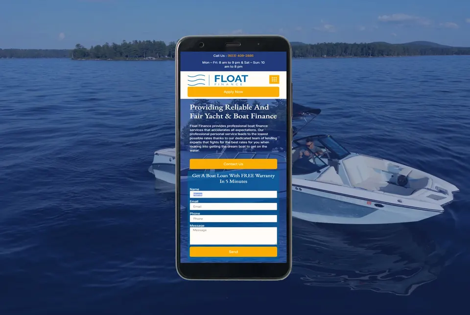 Financing platform website design mockup