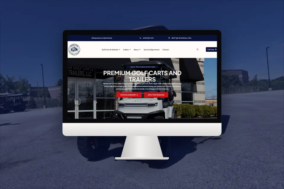 Golf cart and trailer dealership website design mockup
