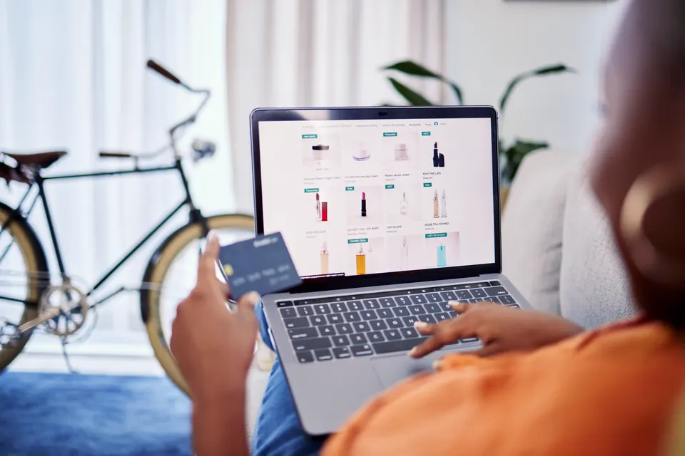 Shopify store design on a laptop